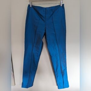 Save the Queen 100% silk trouser pants pantalone medium blue